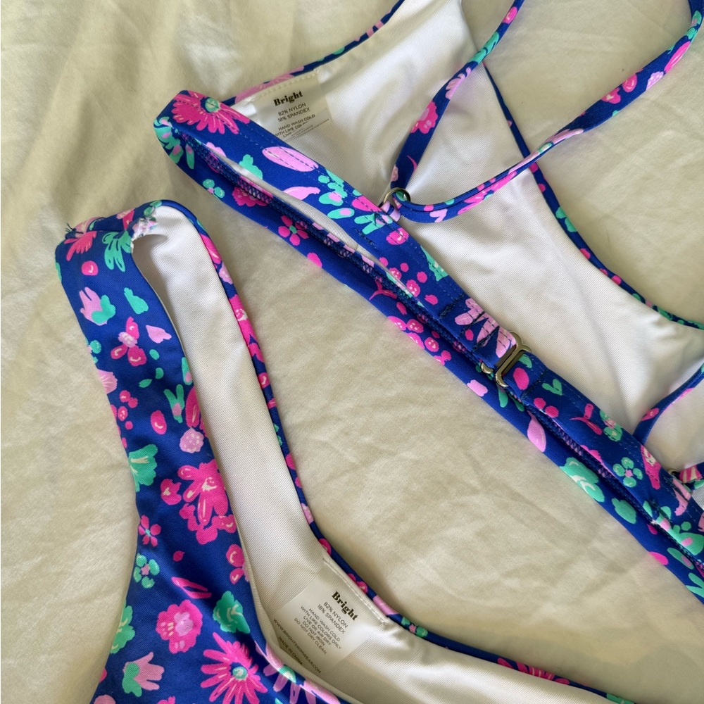 Bright Swimwear Kulani Floral bikini Set - Blue and Pink
